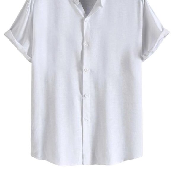 Casual White Men's Collared Shirt - Picture 2 of 6